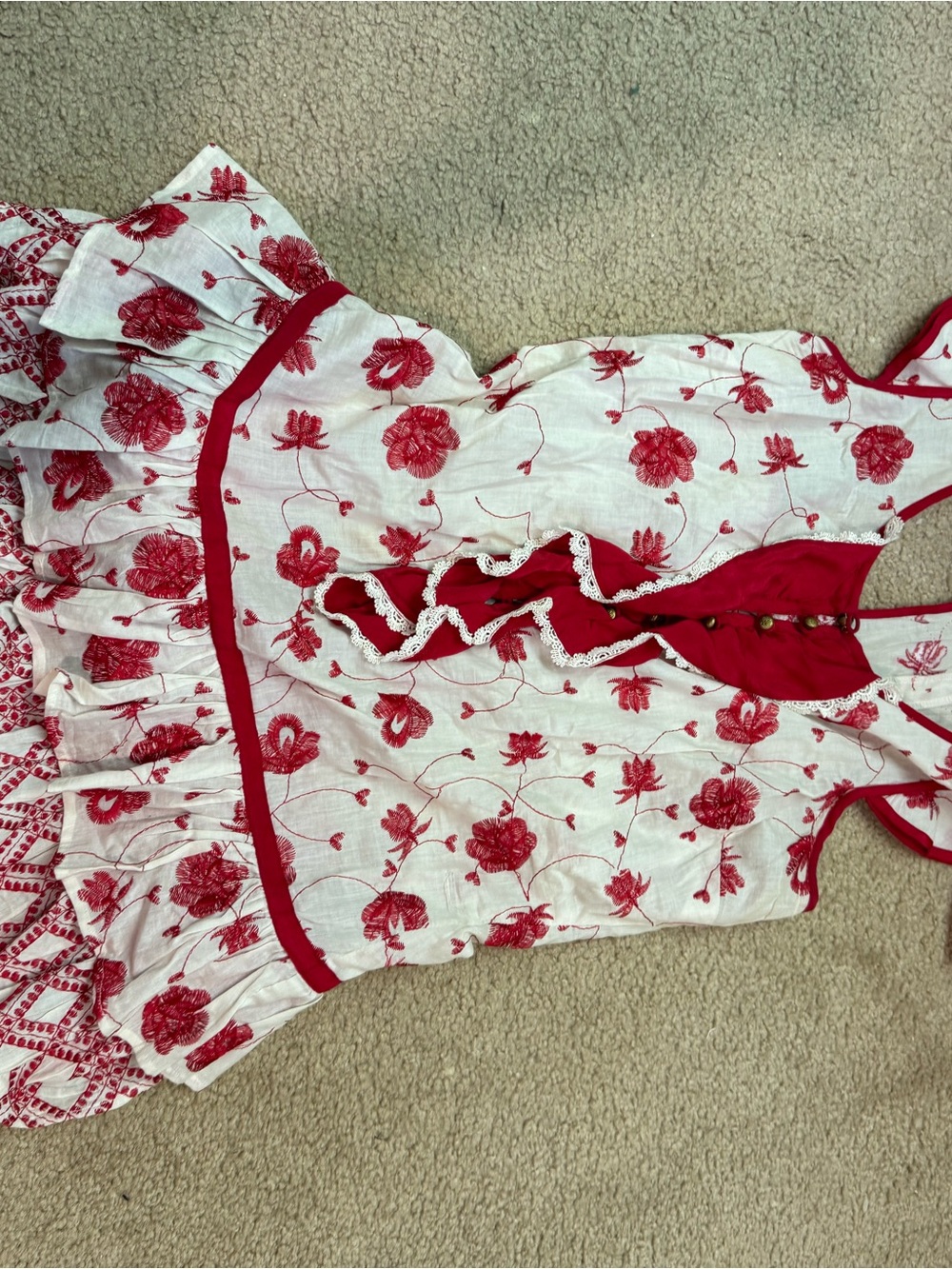 Tracy Reese White Mini Dress with Red Floral Print